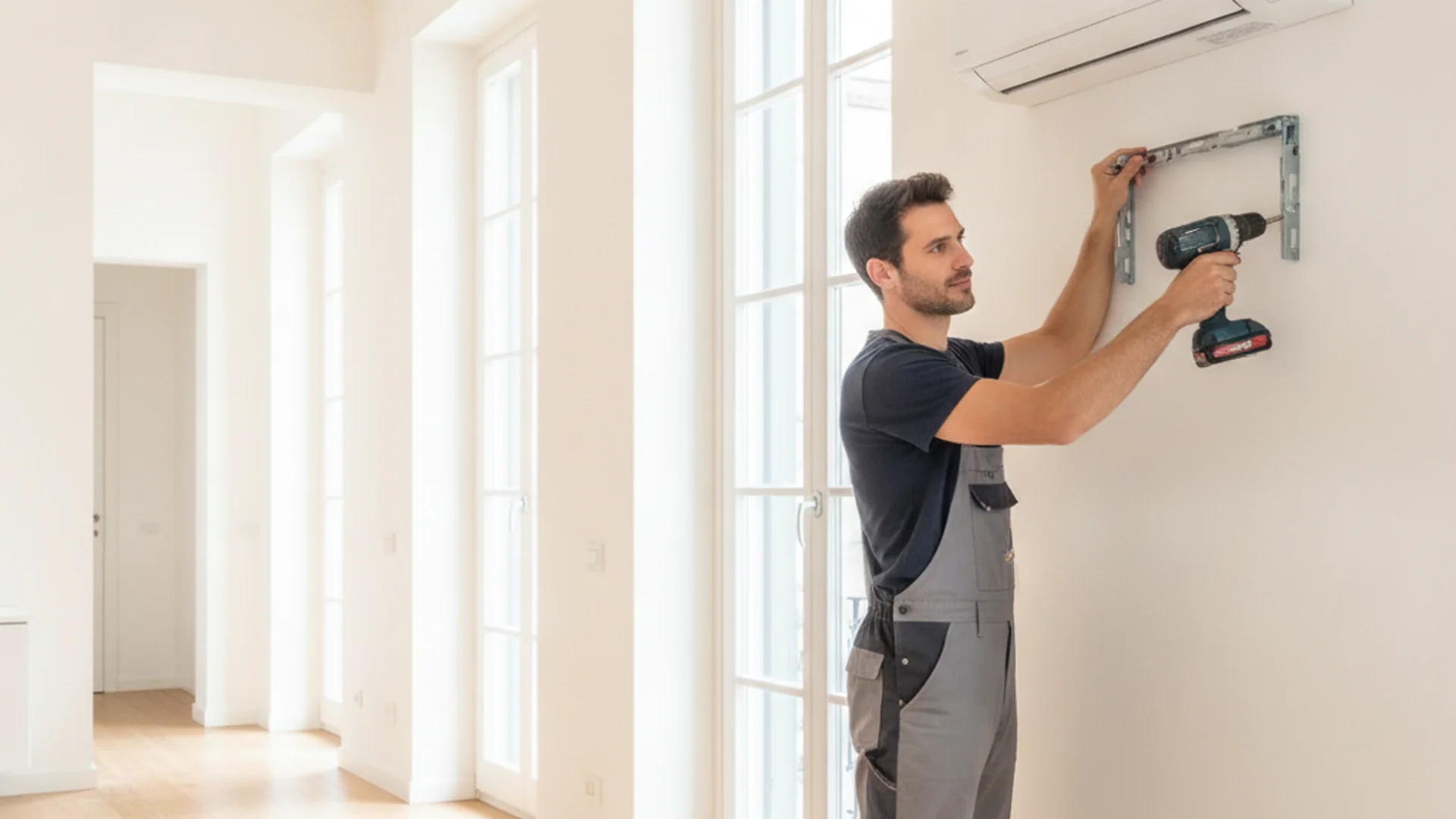 Tecnico installa un climatizzatore a Mantova